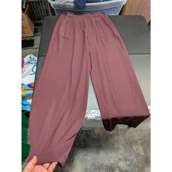 Suzy D High-Waisted Elastic Waistband Andrey T Trouser Pants  Merlot Size Large - Picture 2 of 7